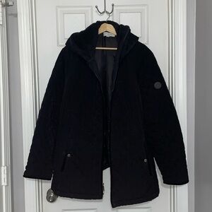 Laundry by Shelli Segal Women's Black Quilted Hooded Zip Jacket Plus Size 3X